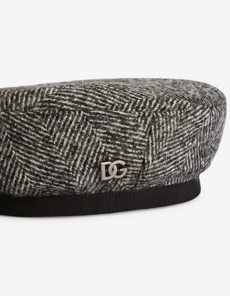 Girls Wool Logo Beret in Grey