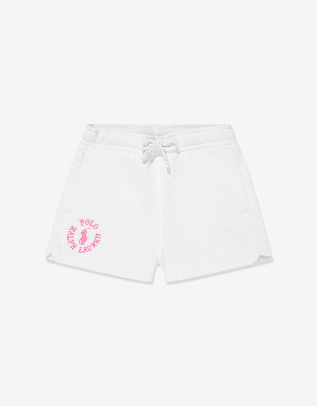 Girls Athletic Logo Shorts in White, 7 of 6