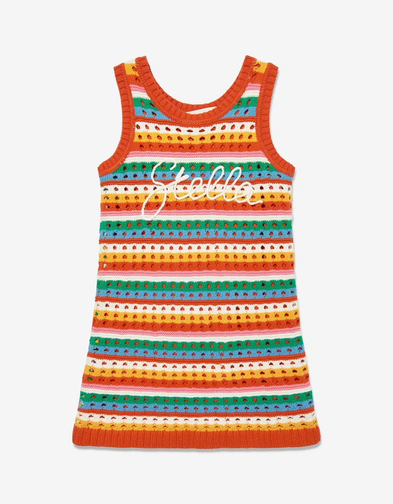 Girls Knitted Logo Dress in Multicolour