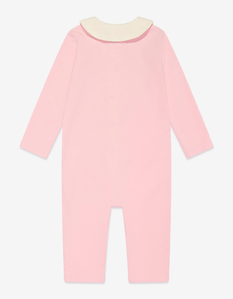 Baby Girls Bookish Flowers Romper in Pink