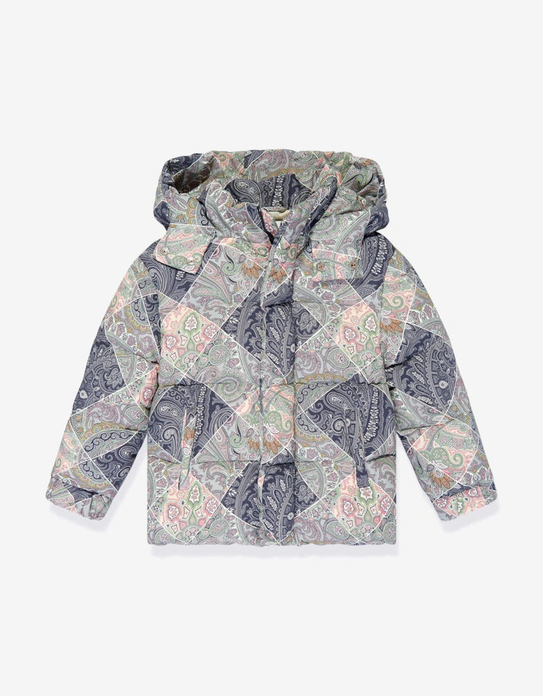 Kids Paisley Puffer Jacket in Blue