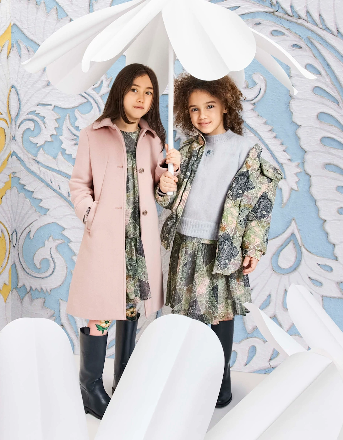 Kids Paisley Puffer Jacket in Blue