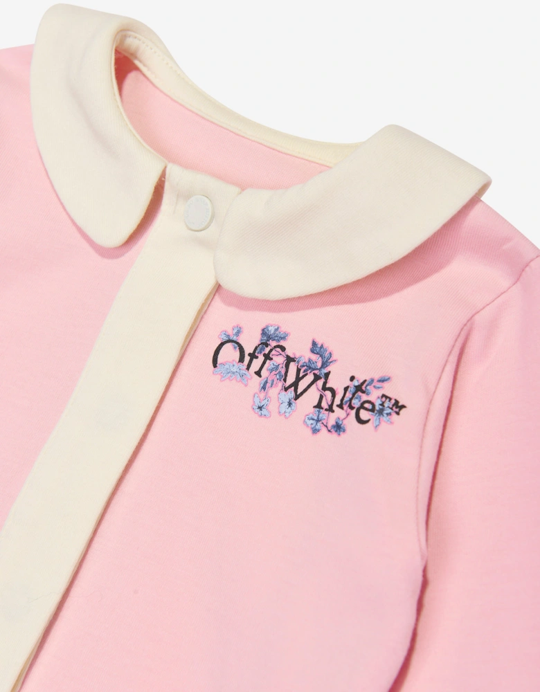 Baby Girls Bookish Flowers Romper in Pink