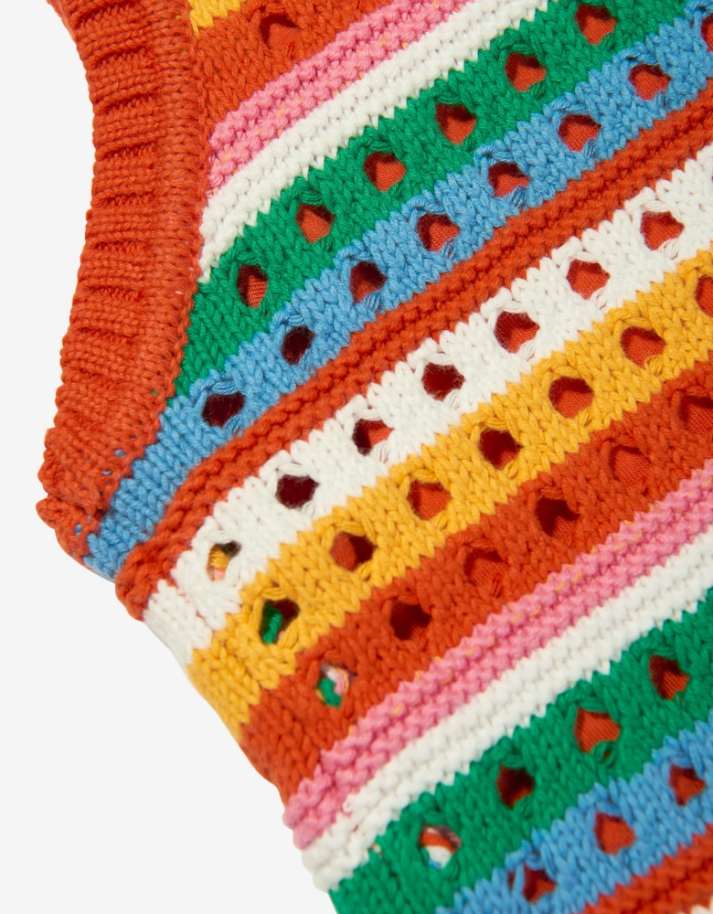 Girls Knitted Logo Dress in Multicolour