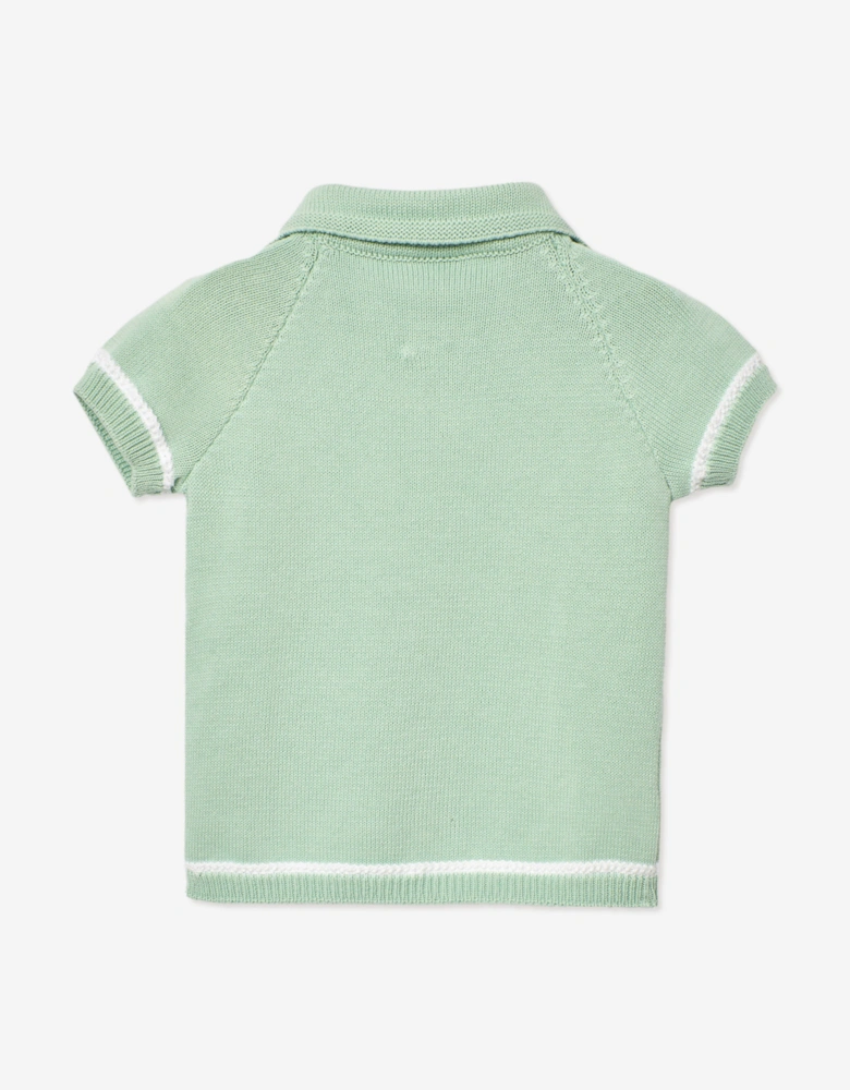 Boys Knitted Polo Shirt in Green