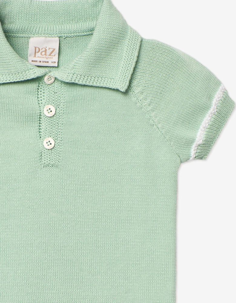 Boys Knitted Polo Shirt in Green