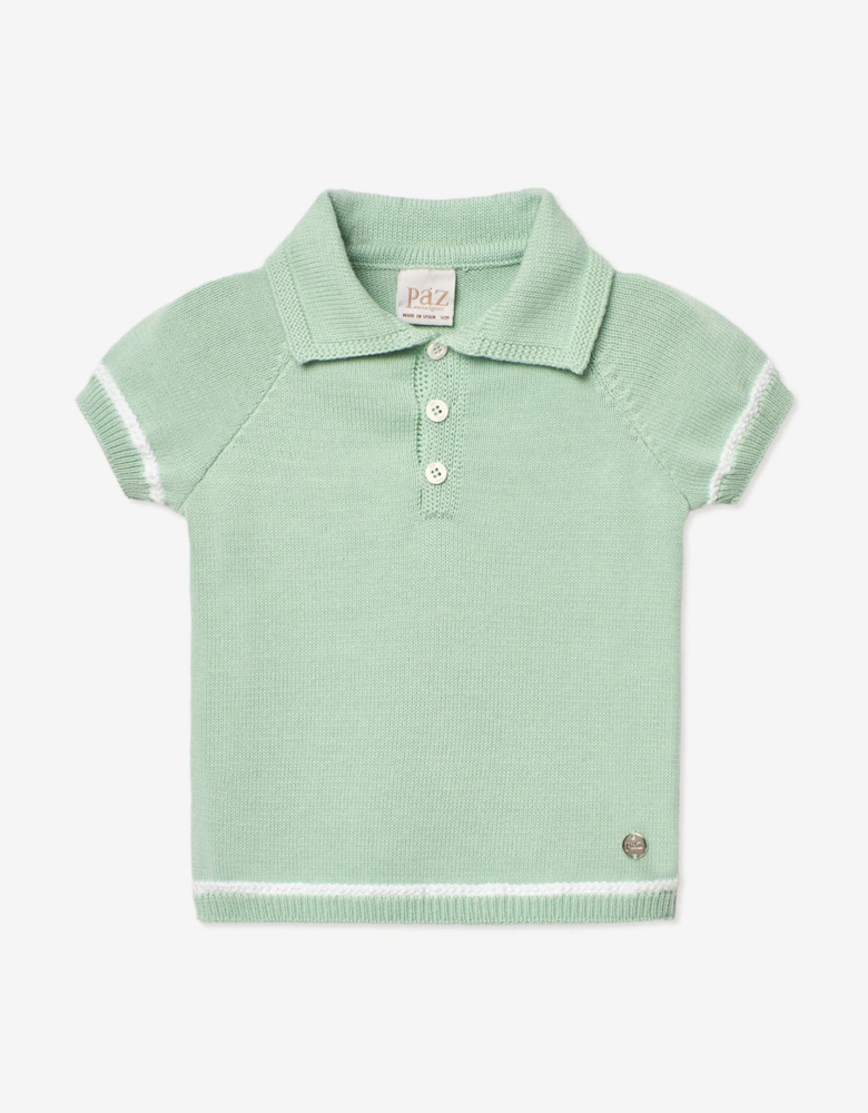 Boys Knitted Polo Shirt in Green