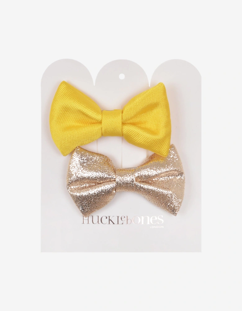 Girls Bow Hairclip Set in Gold