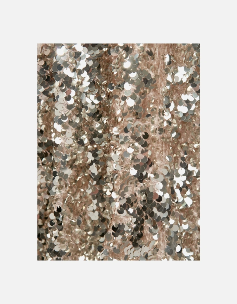 Girls Hallie Sequin Dress in Gold