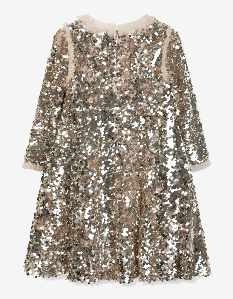 Girls Hallie Sequin Dress in Gold
