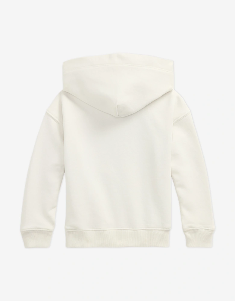 Girls Loopback Terry Flag Hoodie in Ivory
