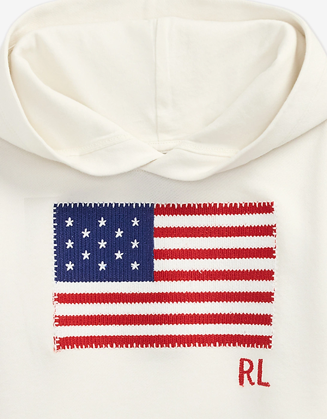 Girls Loopback Terry Flag Hoodie in Ivory