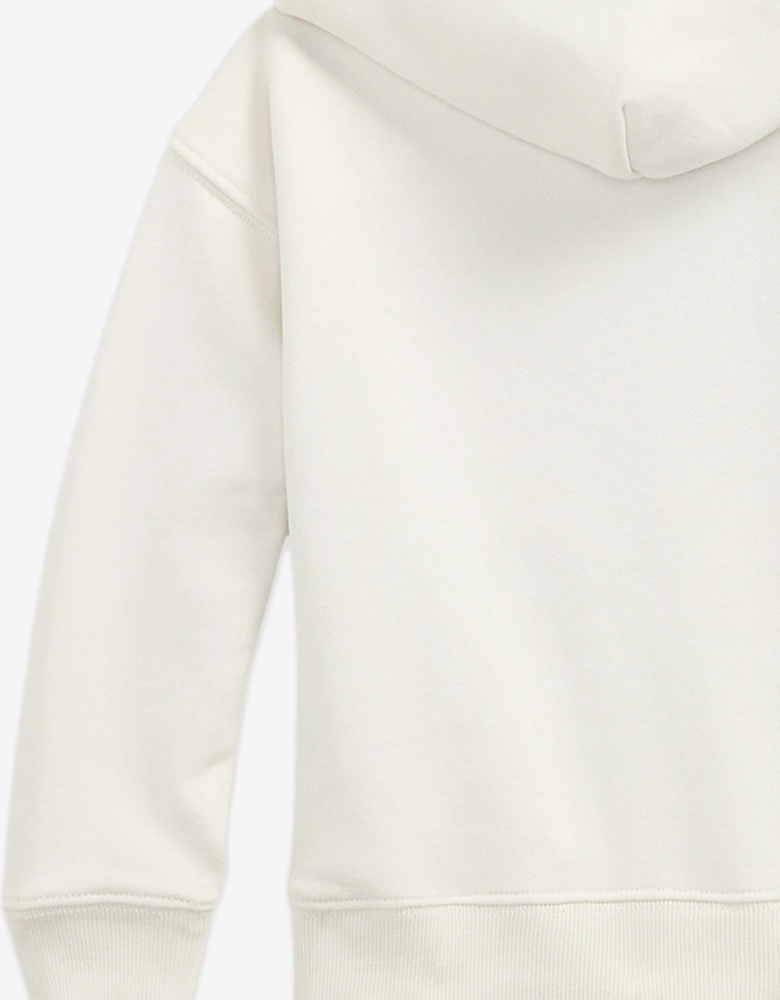 Girls Loopback Terry Flag Hoodie in Ivory