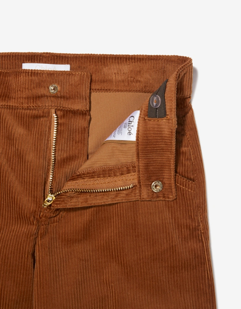 Girls Corduroy Trousers in Brown