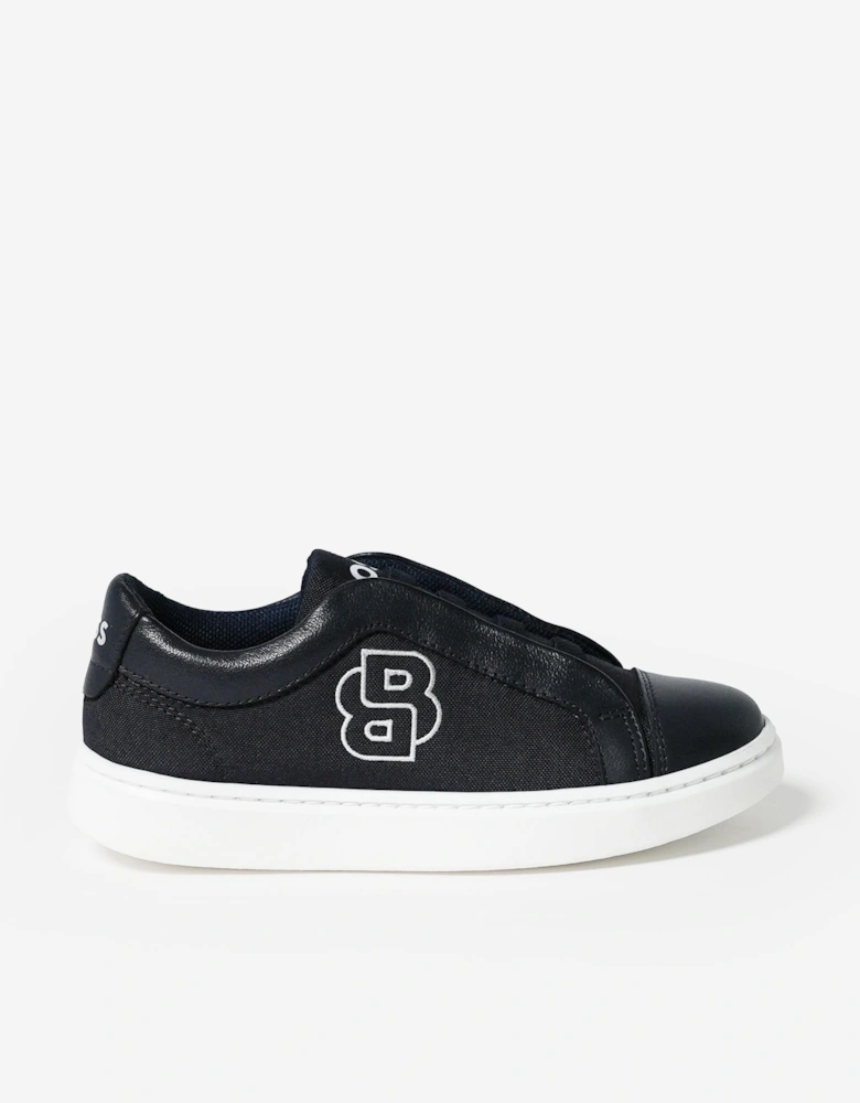 BOSS Boys Double B Logo Trainers in Navy