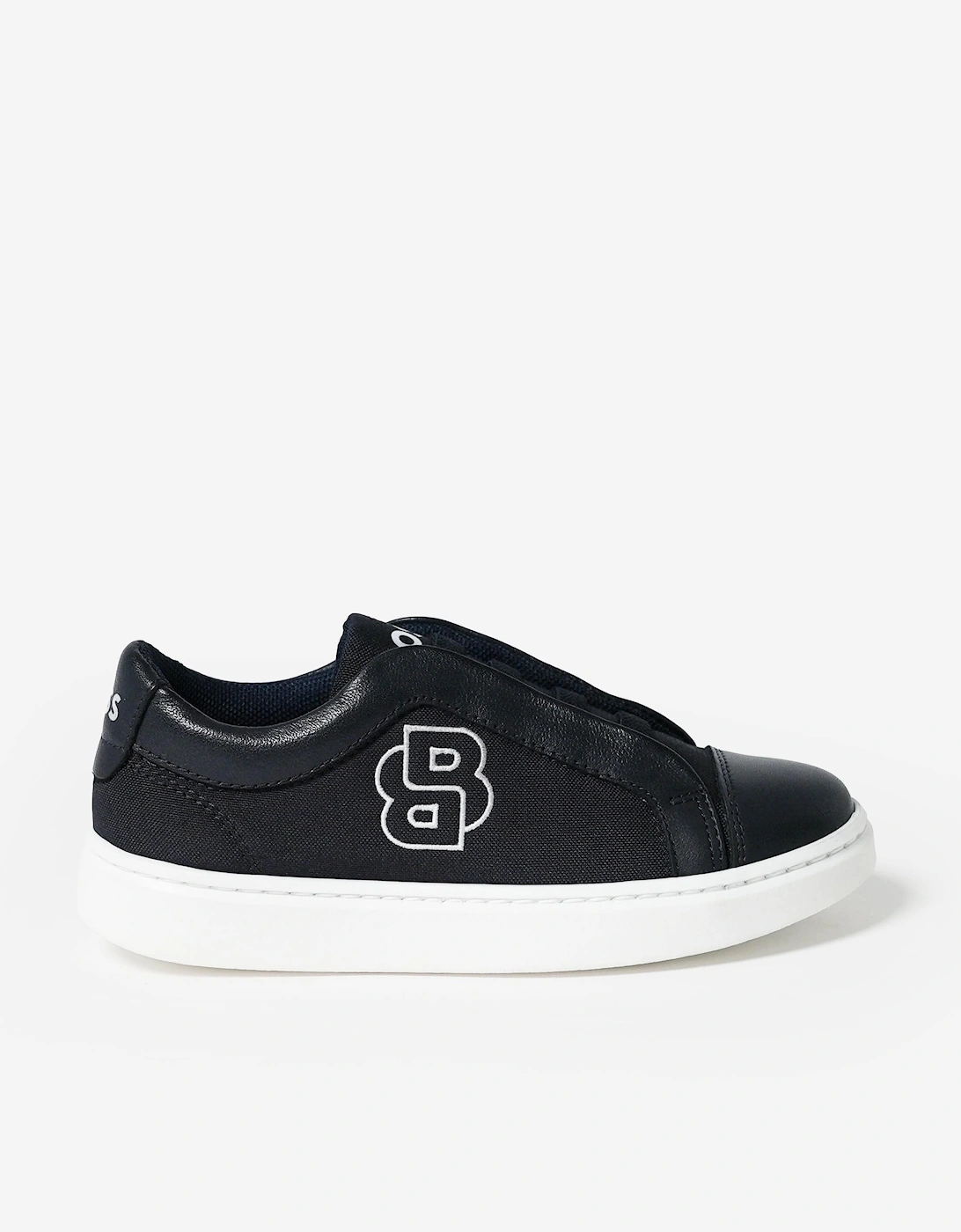 BOSS Boys Double B Logo Trainers in Navy, 7 of 6