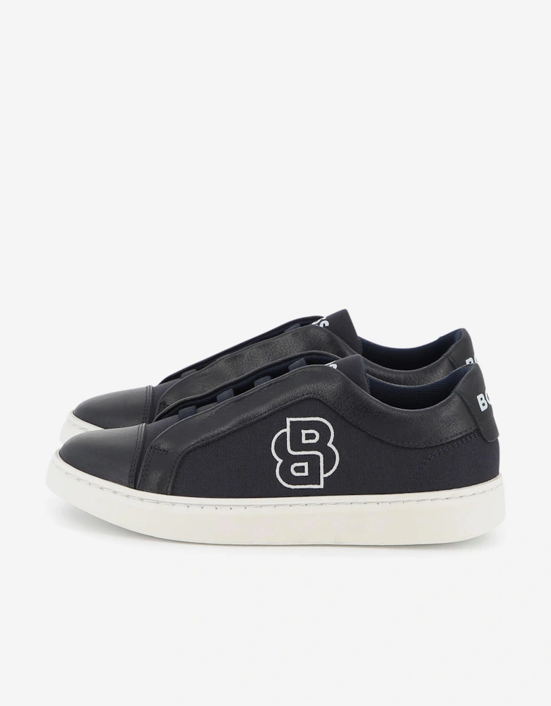 BOSS Boys Double B Logo Trainers in Navy