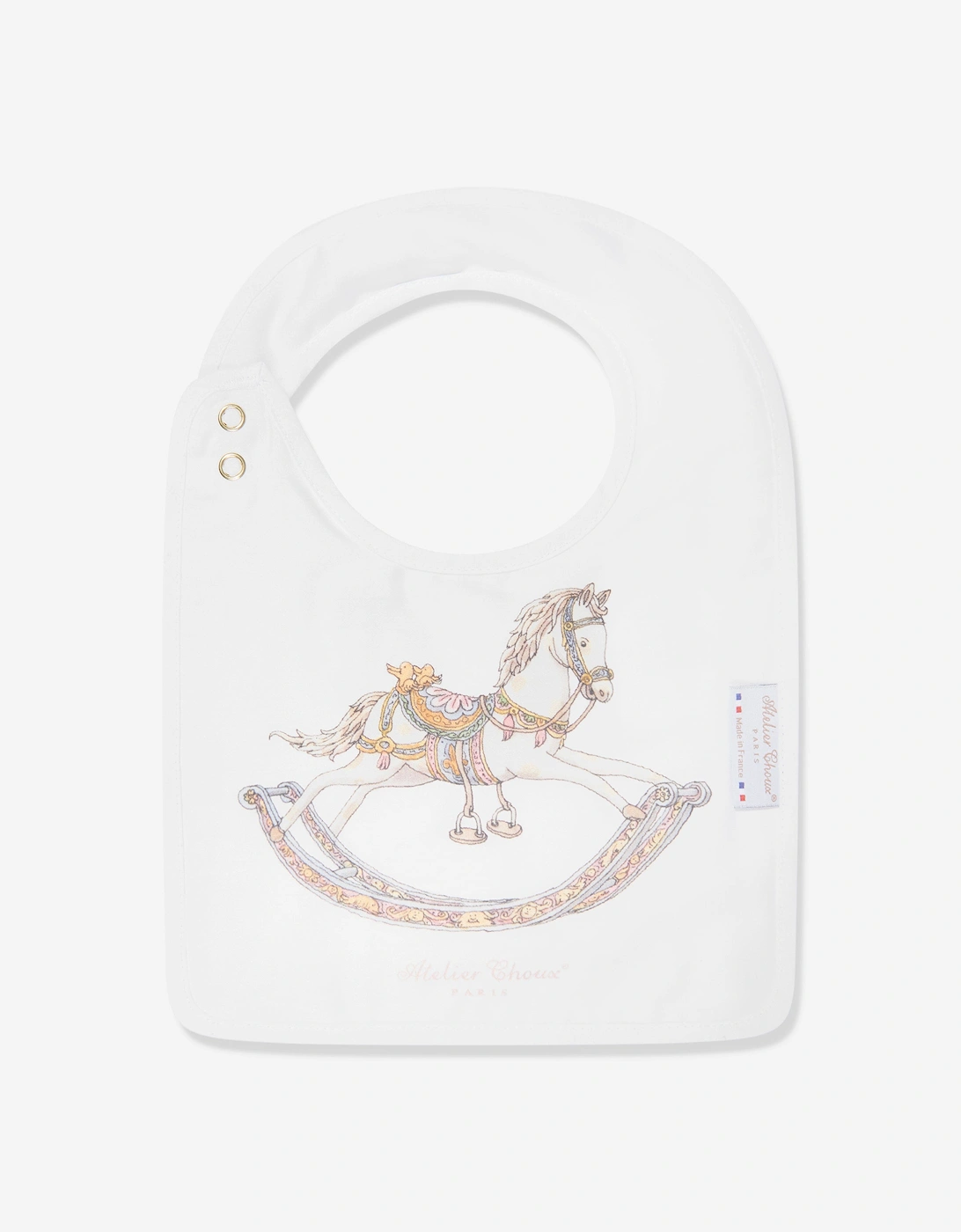 Baby Rocking Horse Swaddle And Satin Bib Gift Set in White