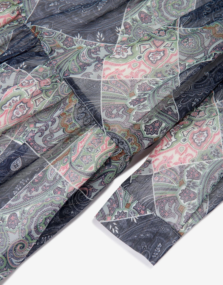 Girls Paisley Woven Dress in Blue