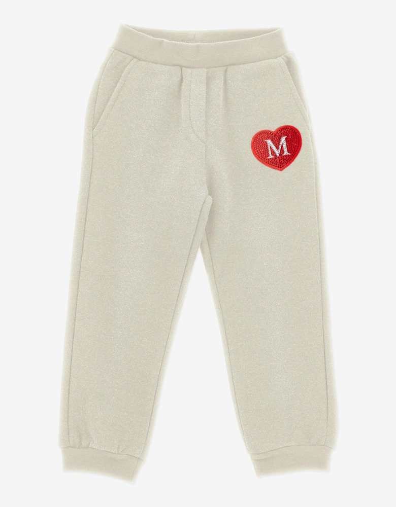 Girls Heart Logo Joggers in Beige