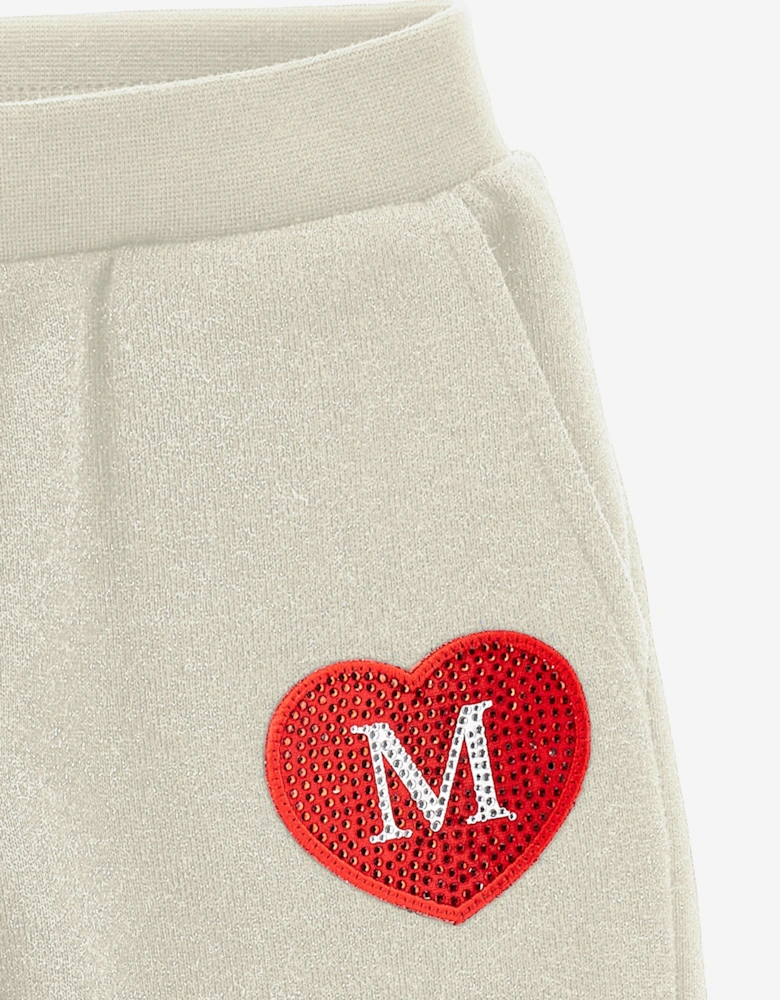 Girls Heart Logo Joggers in Beige