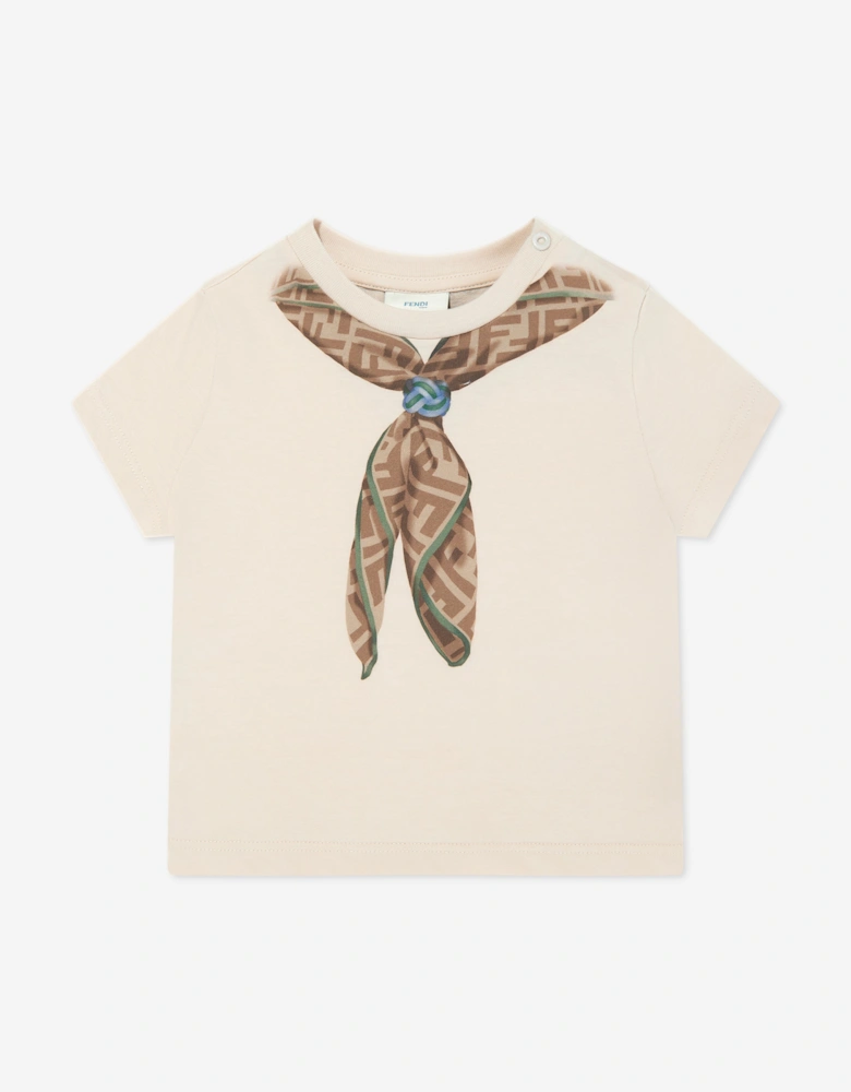 Baby Boys Scarf Print T-Shirt in Beige
