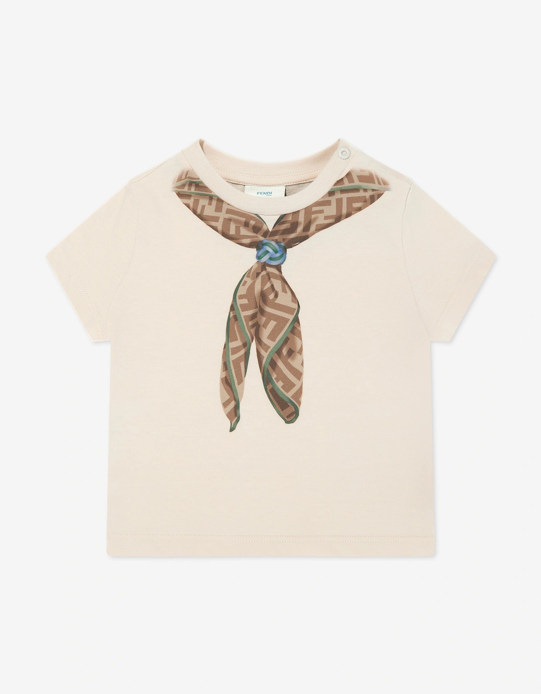 Baby Boys Scarf Print T-Shirt in Beige, 5 of 4