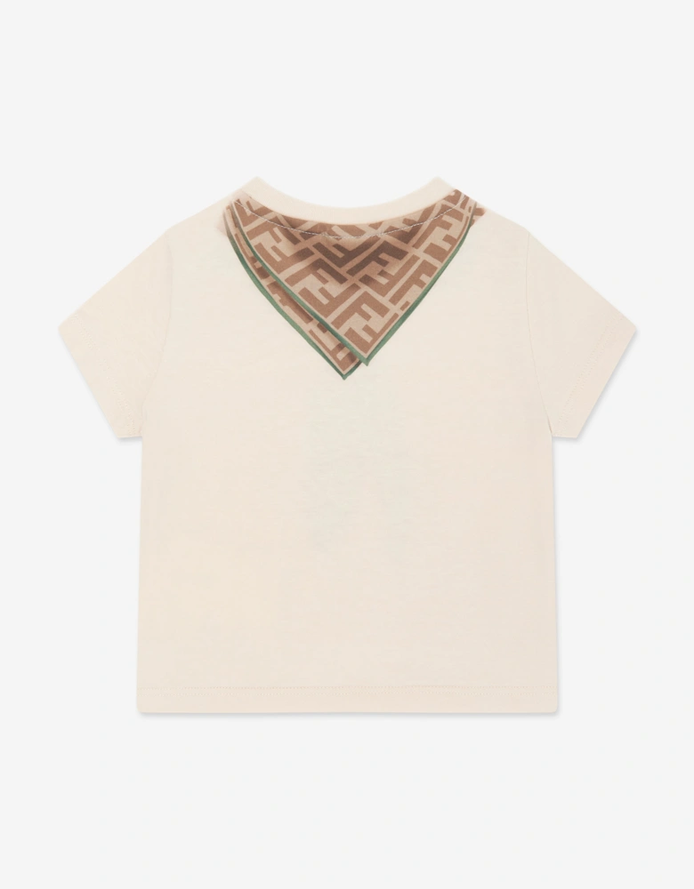 Baby Boys Scarf Print T-Shirt in Beige