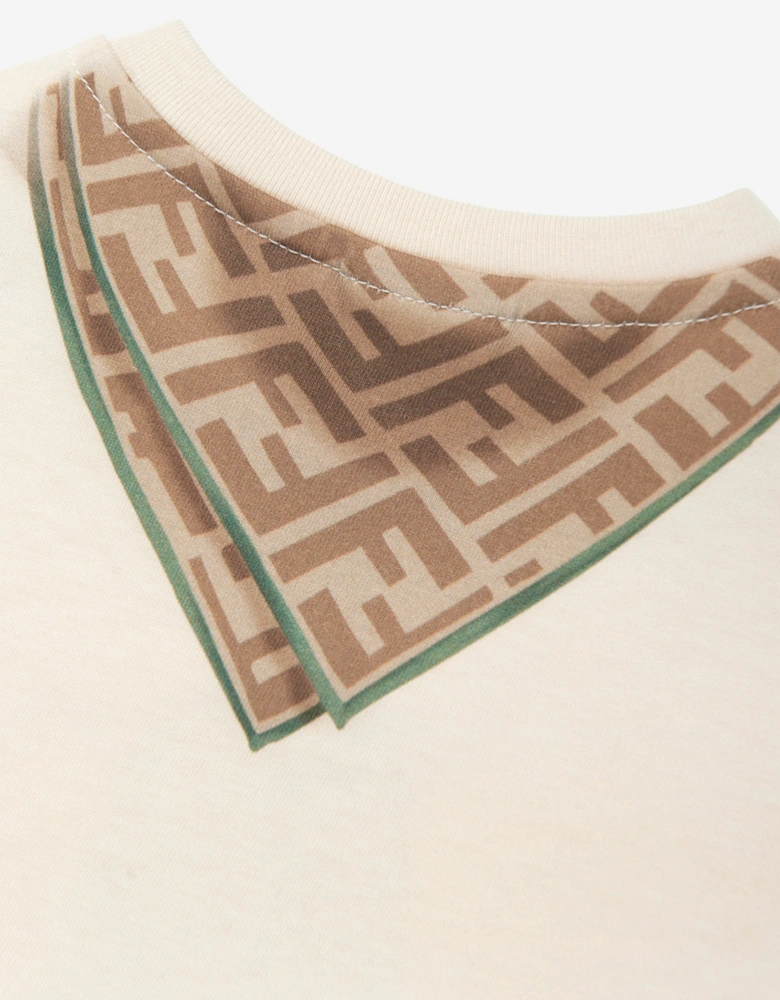 Baby Boys Scarf Print T-Shirt in Beige