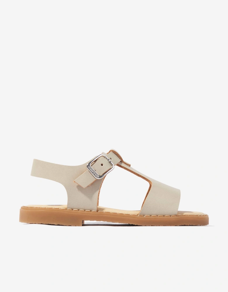 Kids Leather Sandals in Beige