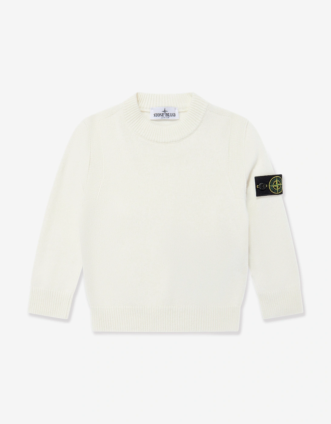 Stone Island Boys Wool Knitted Jumper in Ivory - Cream - Size: 3 years