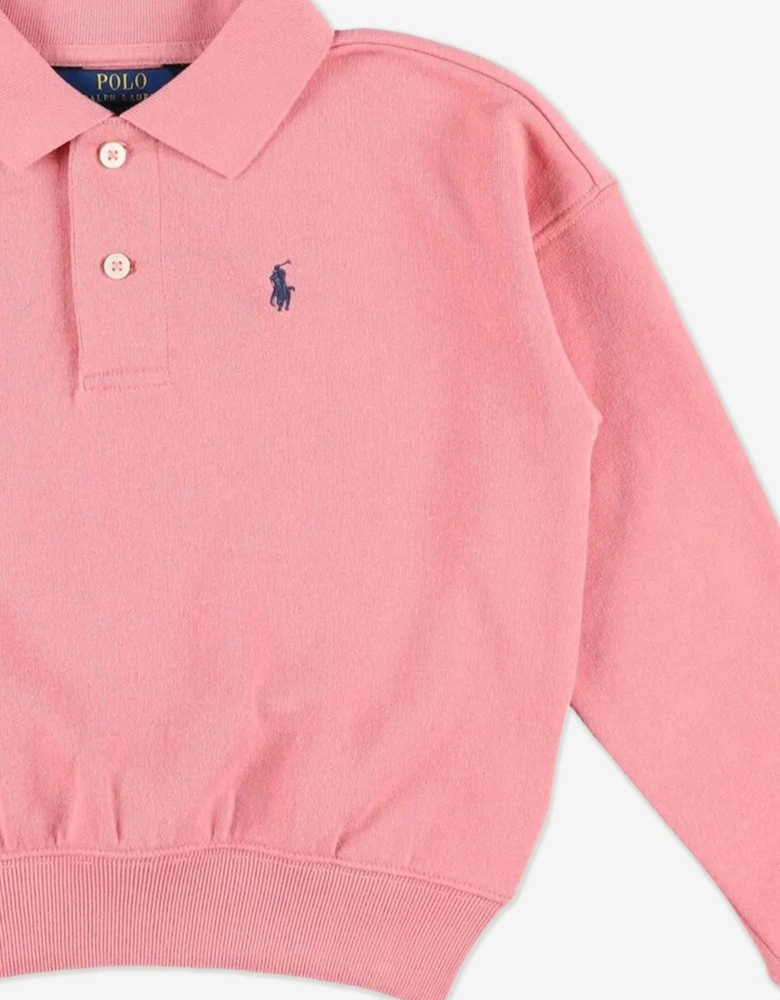 Girls Polo Sweatshirt in Pink