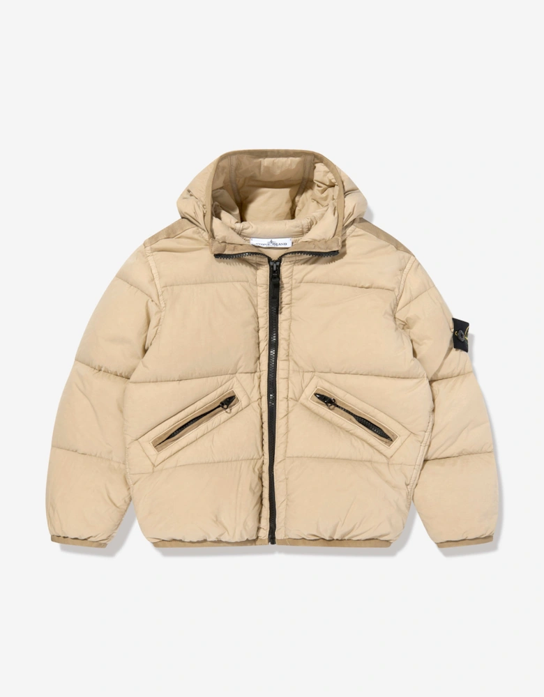 Kids Seamless Tunnel Nylon Down Jacket in Beige