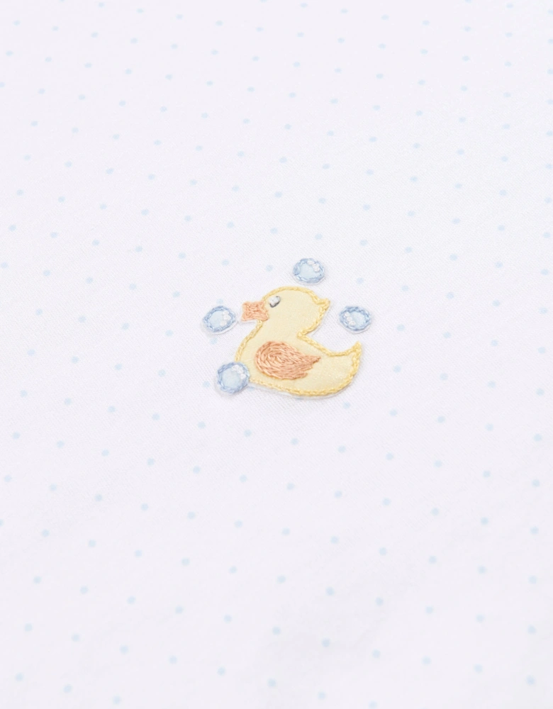 Baby Rubber Ducky Embroidered Receiving Blanket in White