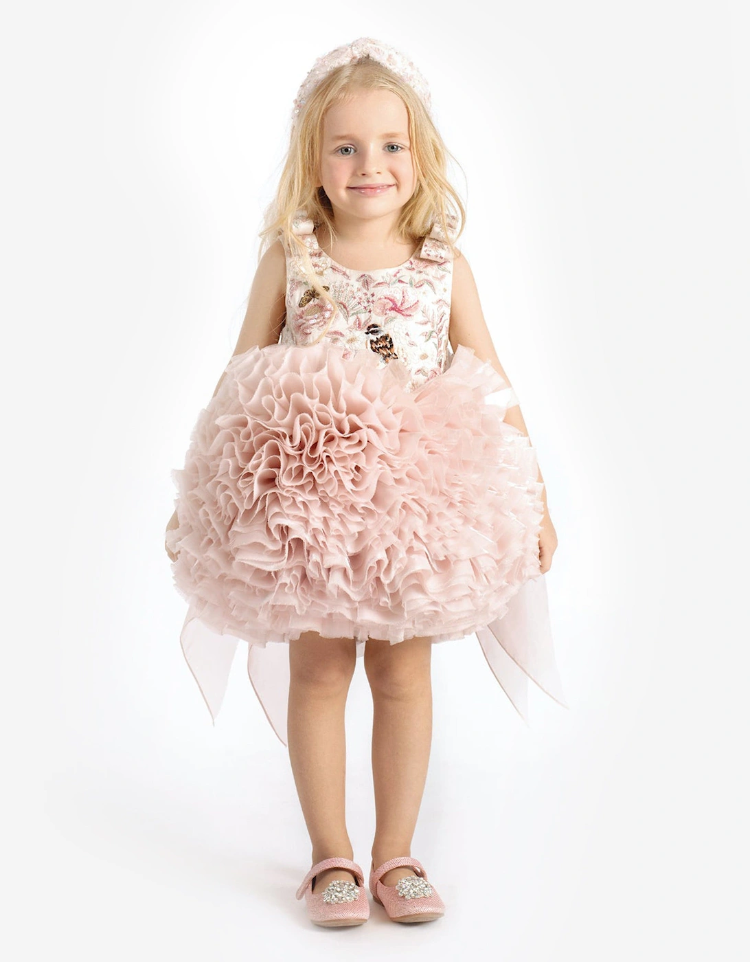 Girls Pomme Dress in Blush, 6 of 5