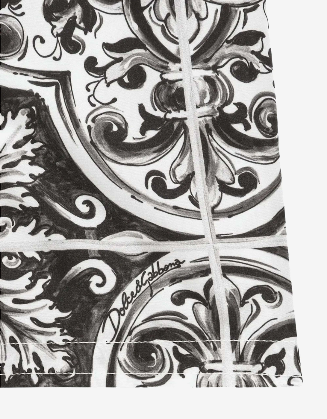 Baby Boys Majolica Print Swim Shorts in Black