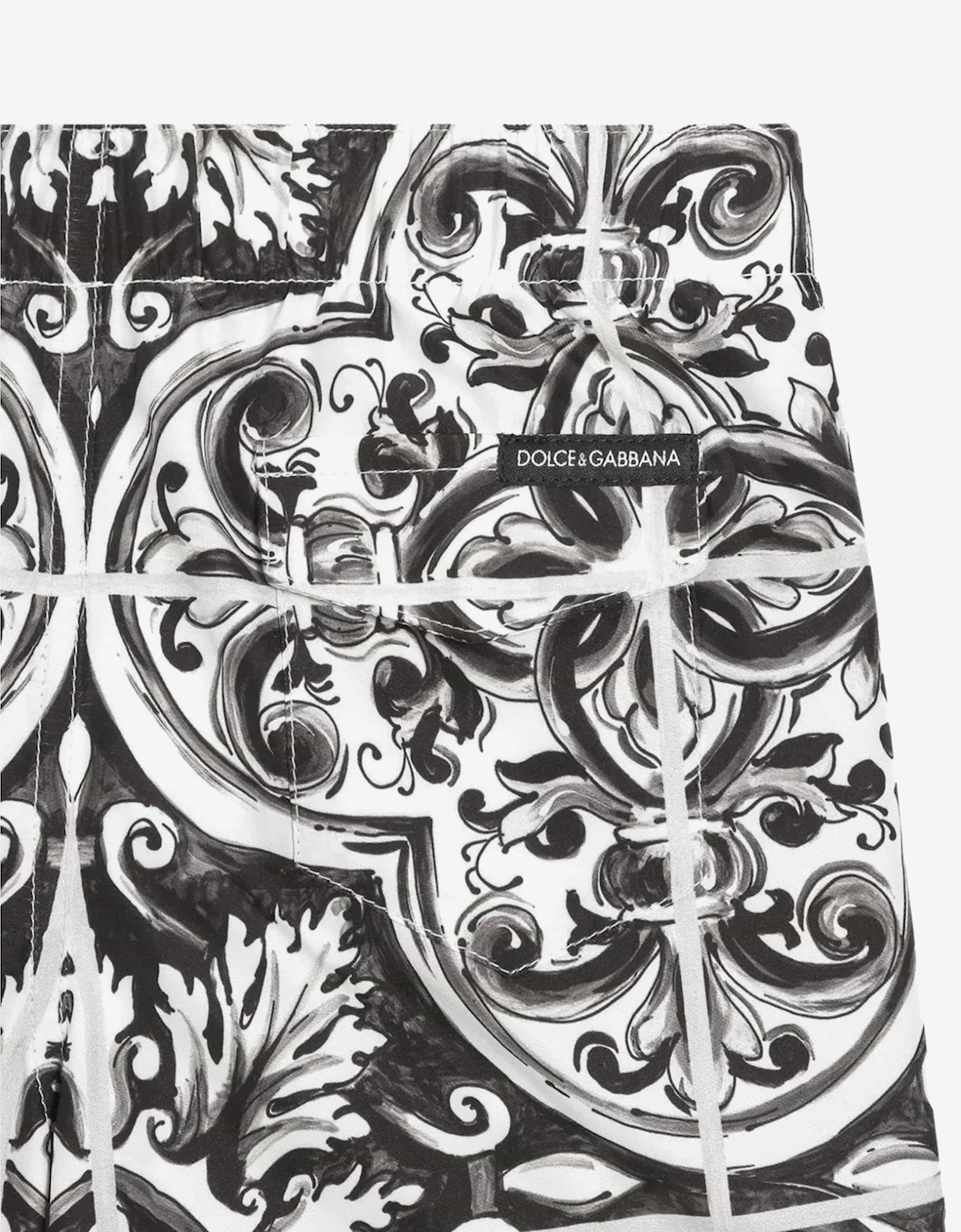 Baby Boys Majolica Print Swim Shorts in Black