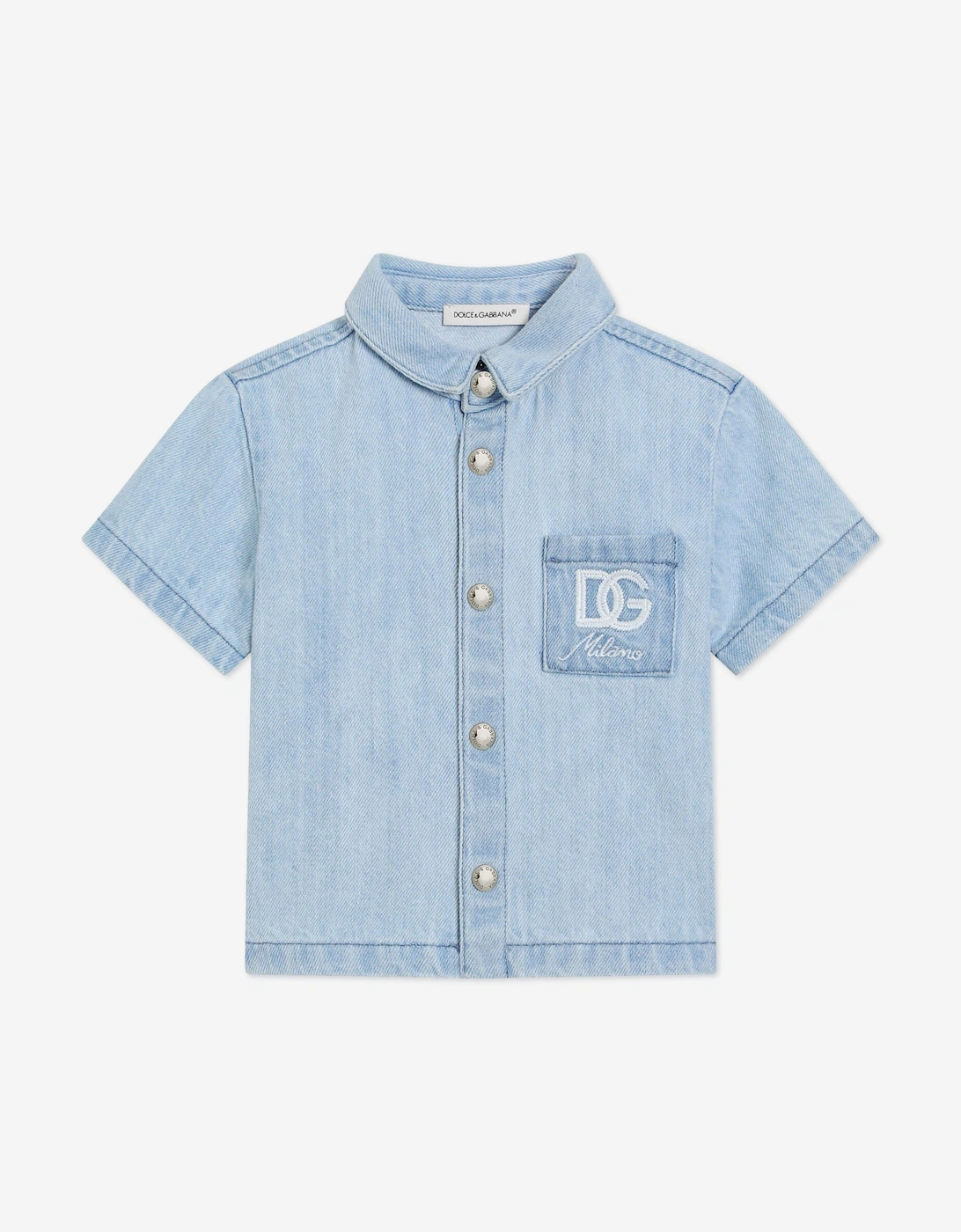 Baby Boys Logo Pocket Denim Shirt in Blue, 5 of 4