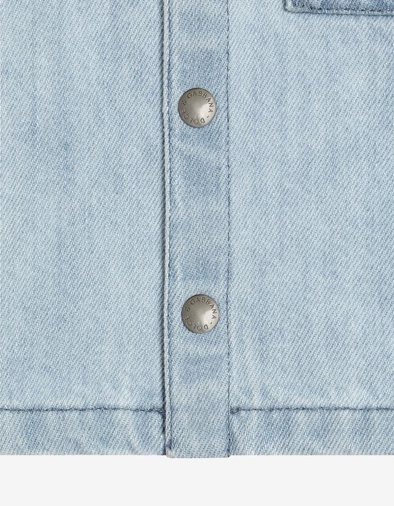 Baby Boys Logo Pocket Denim Shirt in Blue