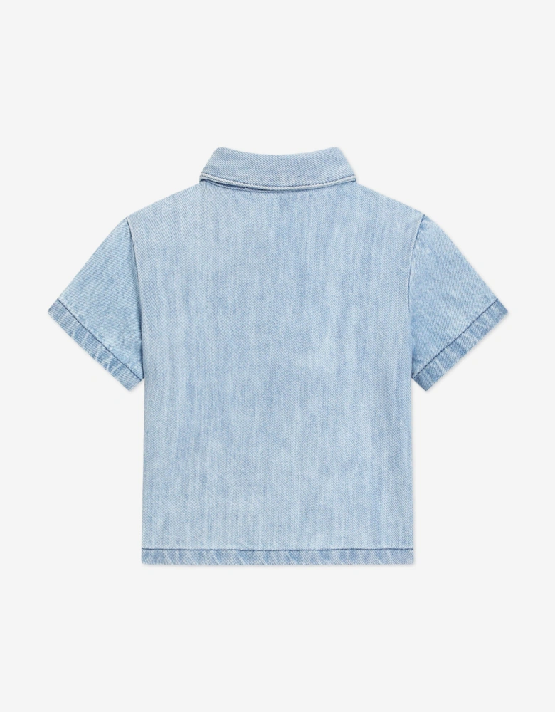 Baby Boys Logo Pocket Denim Shirt in Blue