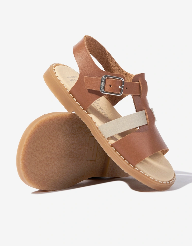 Kids Leather Sandals in Brown