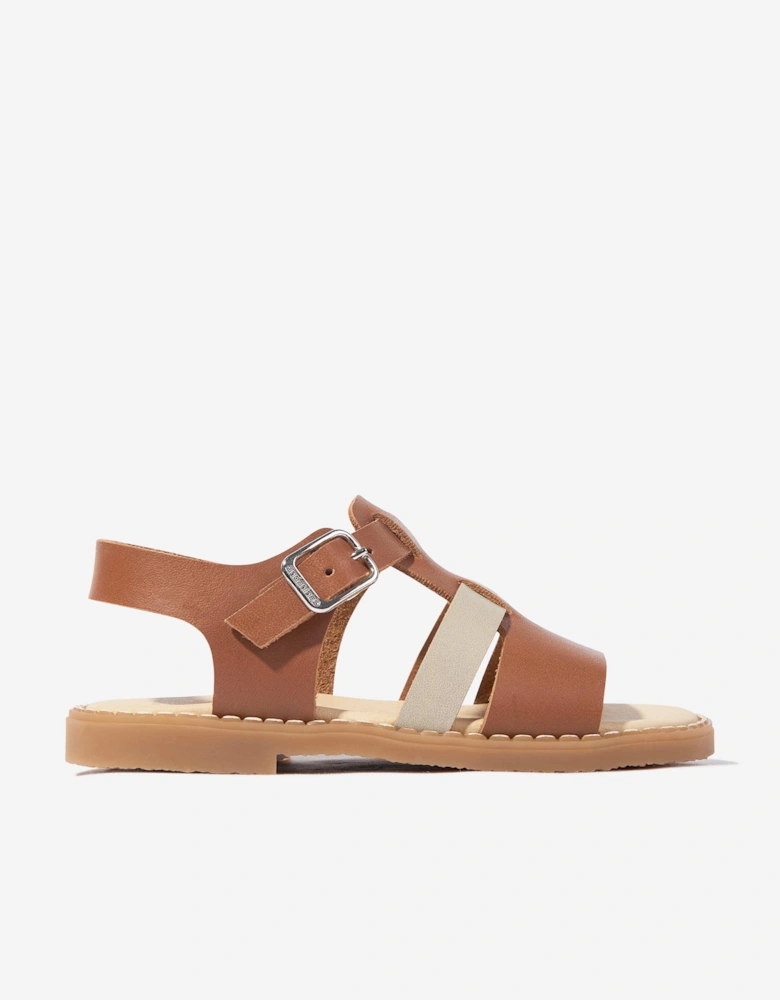 Kids Leather Sandals in Brown