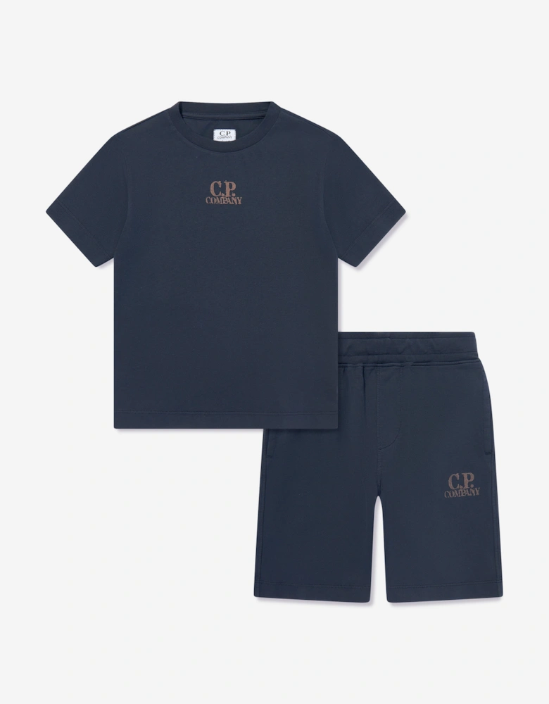 C.P. Company Boys Logo Short Set in Navy