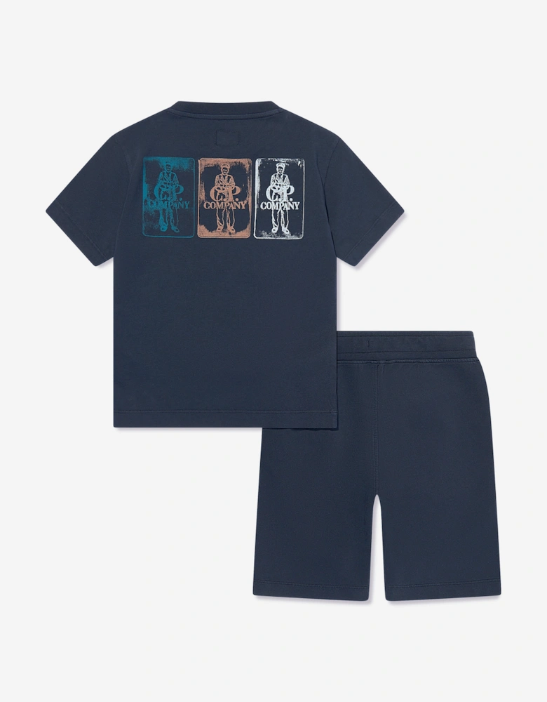 C.P. Company Boys Logo Short Set in Navy