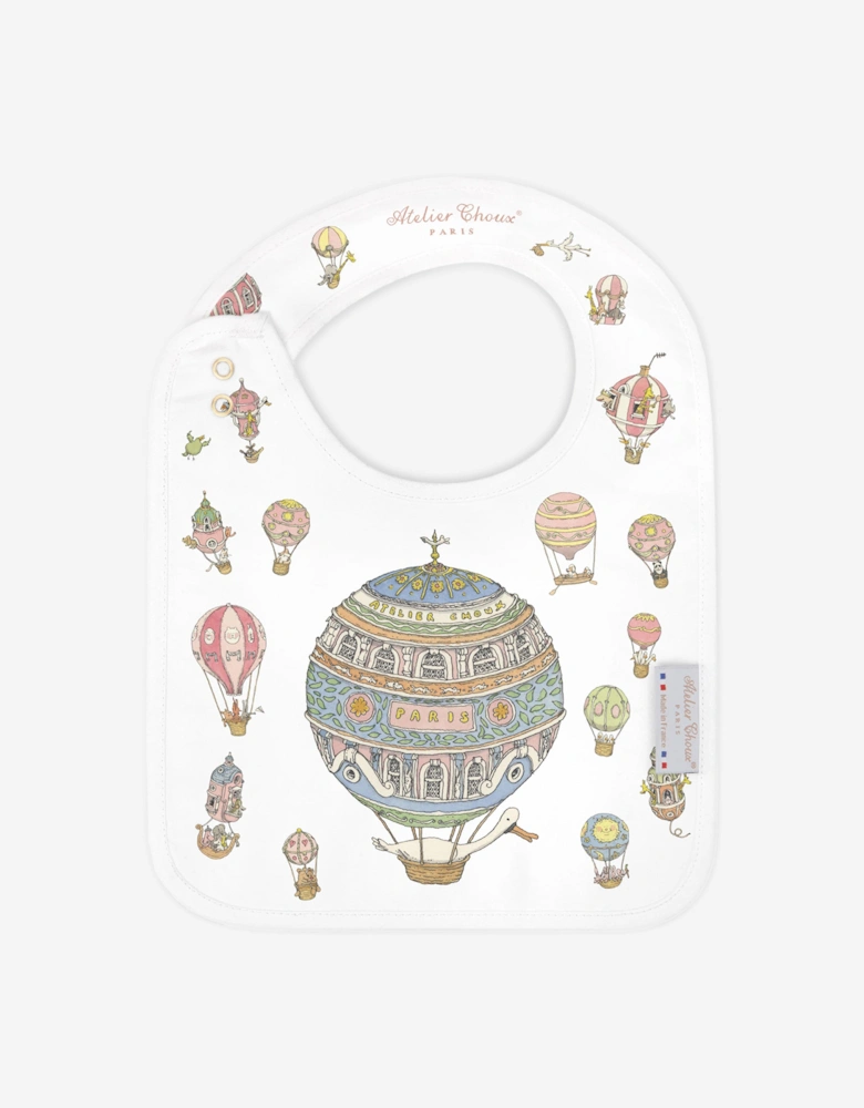 Baby Satin Hot Air Balloons Bib in White