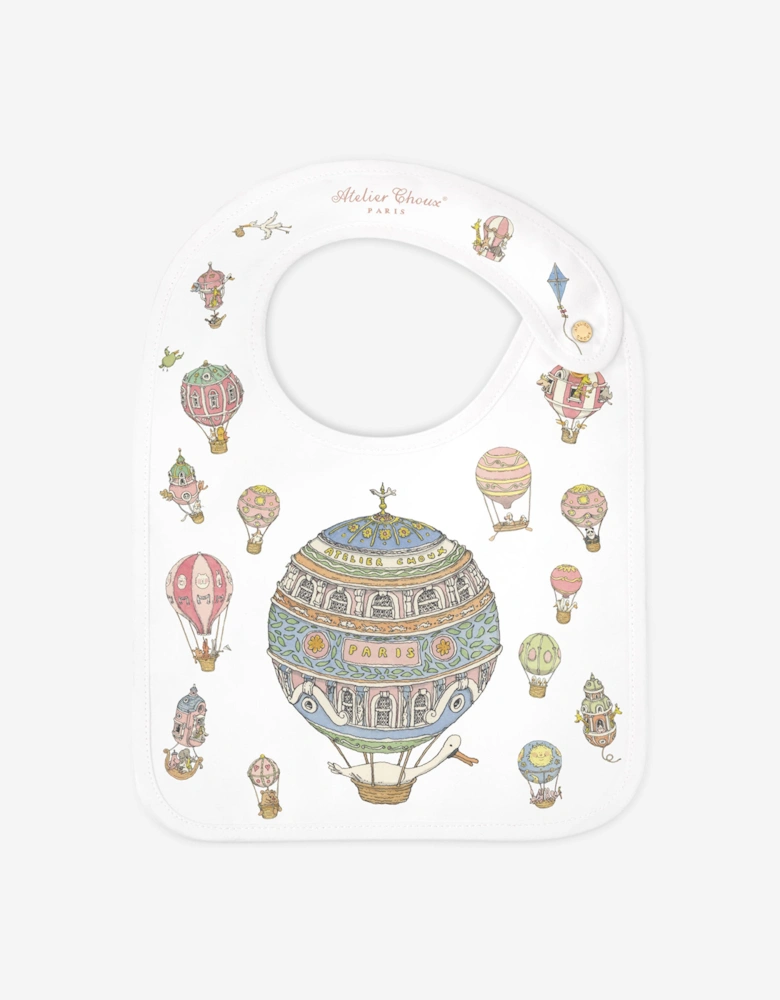 Baby Satin Hot Air Balloons Bib in White
