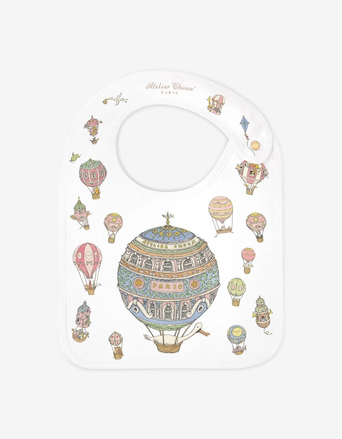 Baby Satin Hot Air Balloons Bib in White, 5 of 4