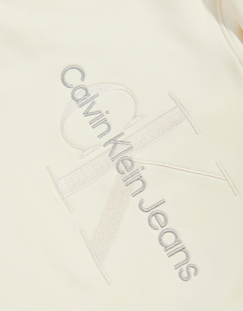 Girls Monogram Embroidered Hoodie in Beige