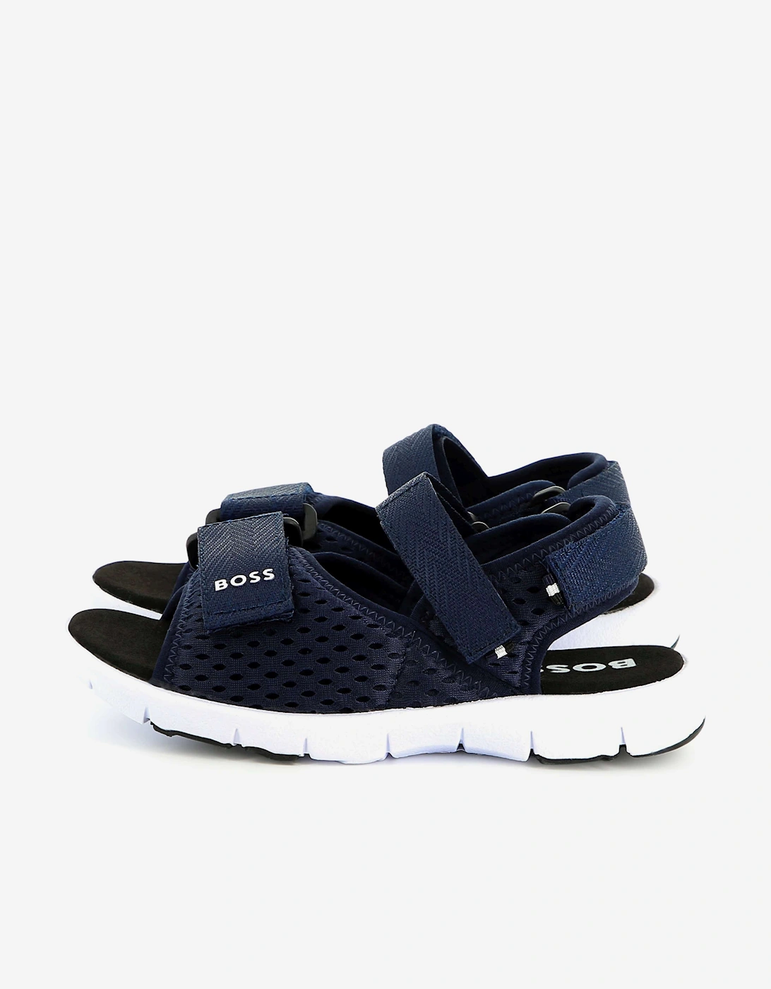BOSS Boys Velcro Strap Sandals in Navy, 5 of 4