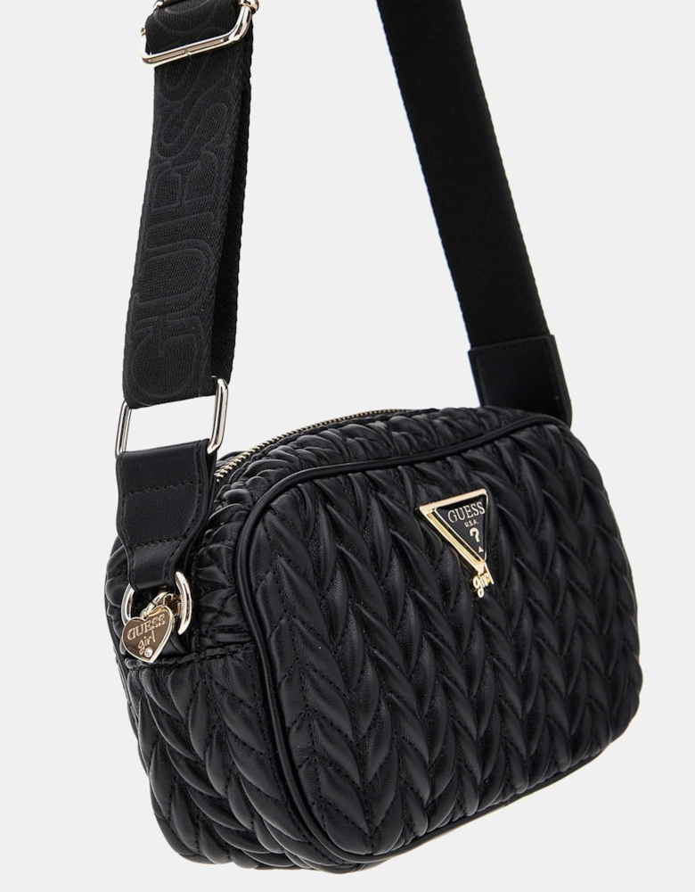 Girls Quilted Crossbody Bag in Black (18cm)